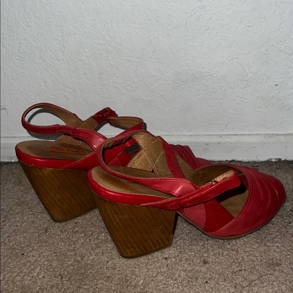 Red Peep-Toe Heels - Picture 2 of 3